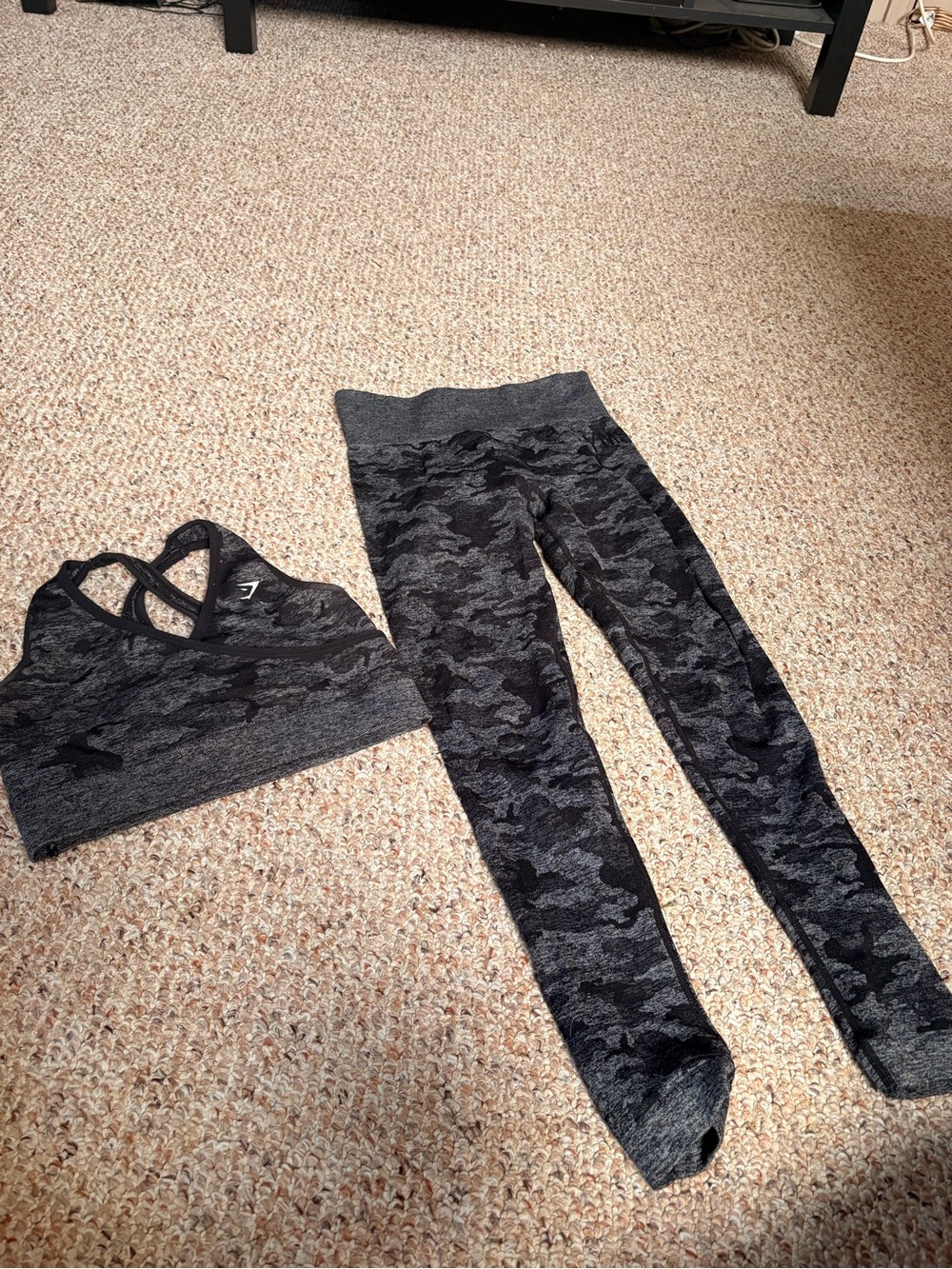 Gymshark Heather Gray and Black Performance Top